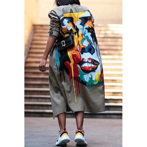 Lovelywholesale Plus Size Figure Print Coat