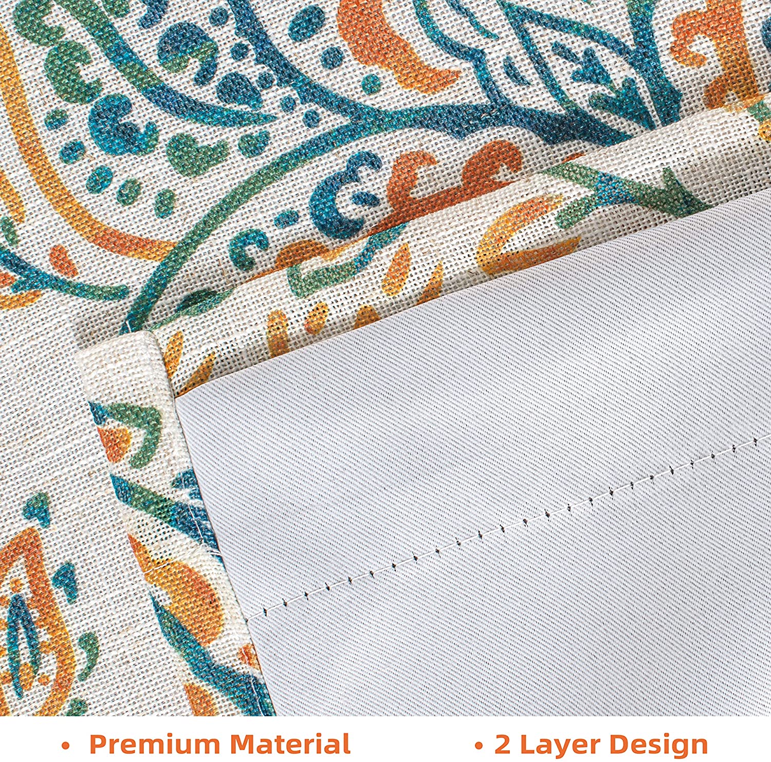DriftAway Jacob Linen Blend Blackout Valance for Kitchen 18 Inch Length Scroll Floral Paisley Printed Lined Rod Pocket Room Darkening Window Curtain Valance for Living Room 52x18 Inch Orange Sage