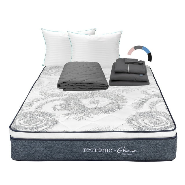 Colchón Queen Size Ghana + Almohadas Royal Twin + Protector de Colchón Lux + Sábanas Royal