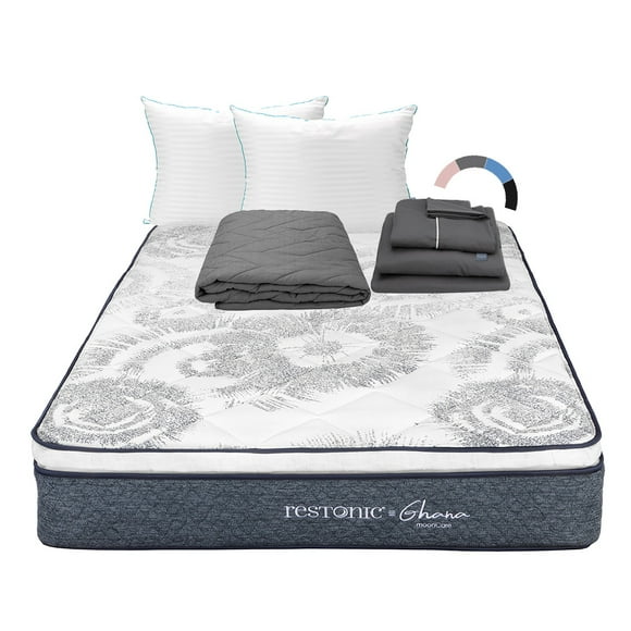 Colchón Queen Size Ghana + Almohadas Royal Twin + Protector de Colchón Lux + Sábanas Royal