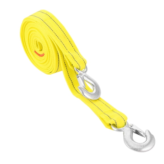 BESTYASH Car Tow Strap with Hooks Yellow for Heavy Duty Towing 1Pack