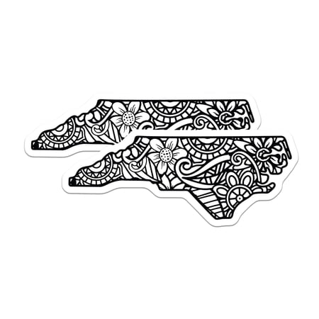 (2 Pack) North Carolina State Outline Magnets - Intricate Floral Mandala Pattern - NC Souvenir Home Fridge Decoration - 5 Inches On Longest Side - Thick Durable Magnet - Made in USA - MAG19181