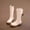 Beige, variant on workcargo Juniors Size 28 Beige Mid-Calf Boots - Faux Leather with Bows & Bead Detail, Easy Clean & Durable - Ideal for Back to School & Daily Wear
