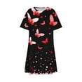 thumbnail image 6 of JTZGDY Beach Sundress for Women Summer Cute Butterfly Print Short Sleeve Round Neck Tunic Tshirt Dress Loose Flowy Short Mini Dress Red L, 6 of 8