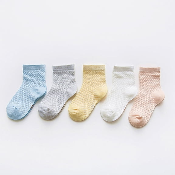 Tisuna Girls Socks Kids Toddler 5-Pack Ankle Floor Socks Solid Color Thin Breathable Socks For Toddler Baby Girls Kids Age 12-24 Months Light Blue