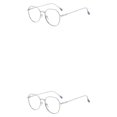 thumbnail image 1 of QualitChoice Anti-blue Light Classic Transparent Lens Plain Glass Spectacles Female Vintage Eyeglasses Frame Retro Eyewear Silver 2PCS, 1 of 6