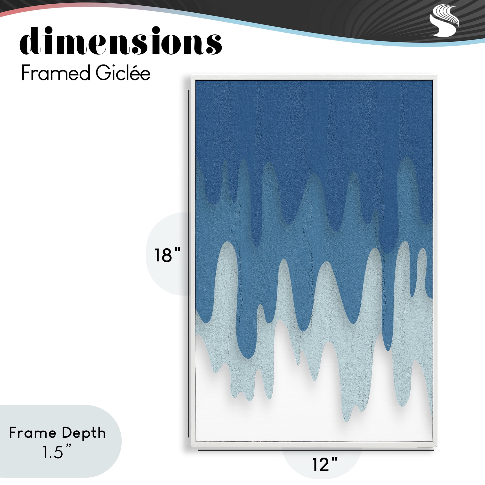 Stupell Industries Water Wave Fluid Contour White Framed Giclee Art, design by Martina Pavlova