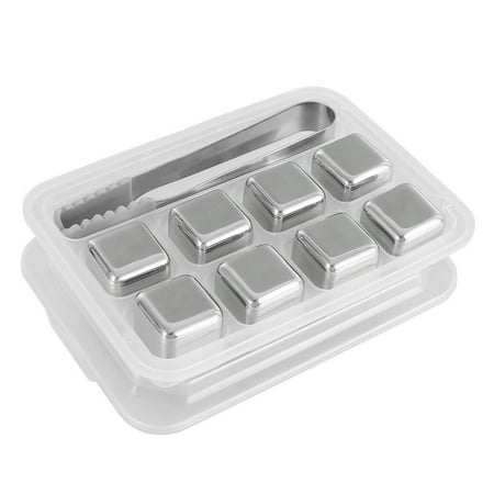 

QJUHUNG Stainless Steel Ice Cube Set for Whisky Chilling Stone Drink Chilling Ice Rocks Wine Cooler Cubes