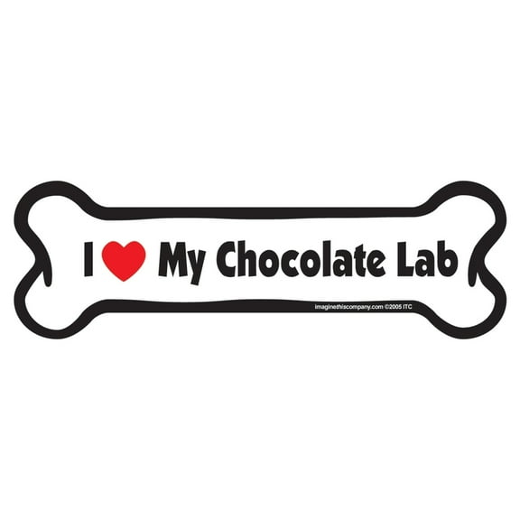 I Love My Chocolate Lab Bone Car Magnet
