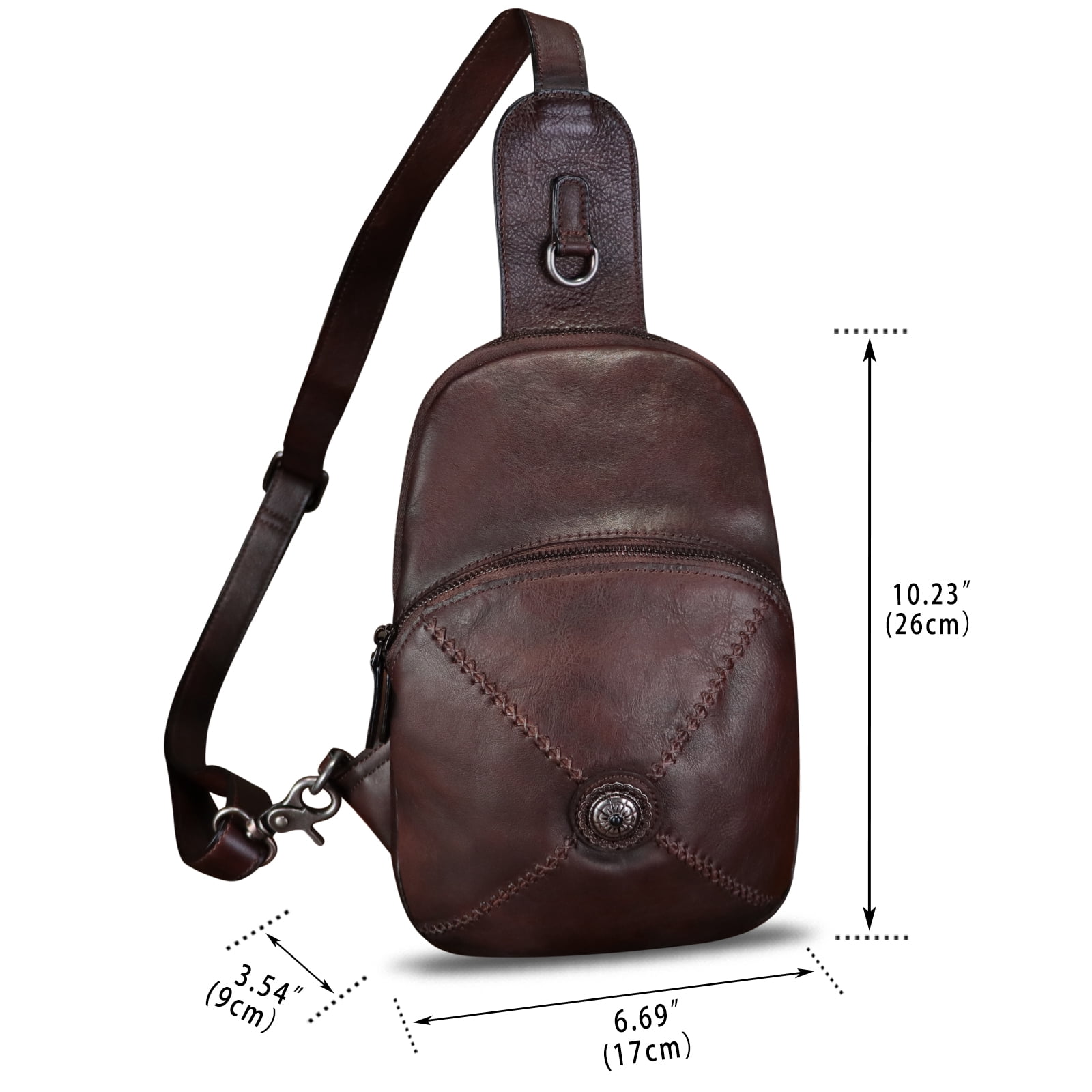 Genuine Leather Small Sling Bag for Women Men Sling Backpack Purse Crossbody Bag