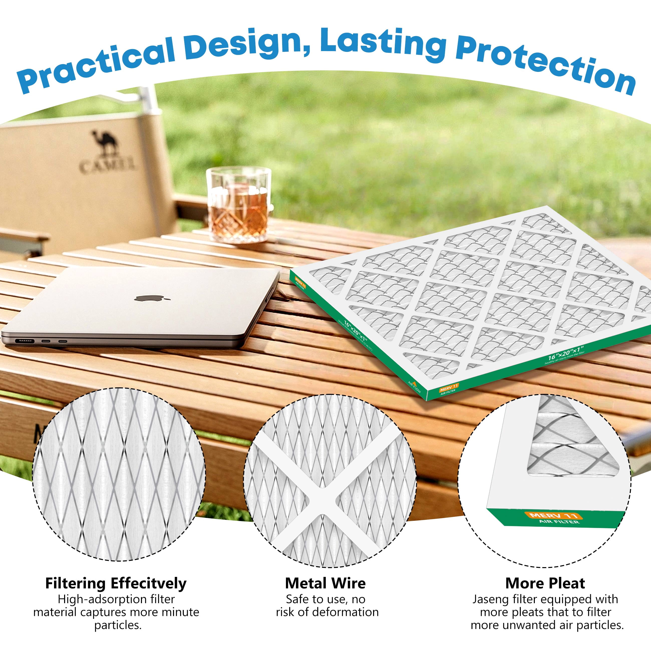 SUIXINEYI 16x20x1 HVAC Furnace MERV 11 Air Cleaning Filter Pleated Air Filters,4 Packs