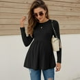 thumbnail image 2 of Womens Maternity Tops Long Sleeve Pregnancy Tunic Loose Blouses Crew Neck Ribbed Ruched Babydoll Maternity Shirts Black XL, 2 of 8