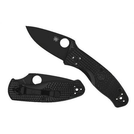 Spyderco C136PBBK Black Plain Edge Clip Point Stainless Steel Folding Knife