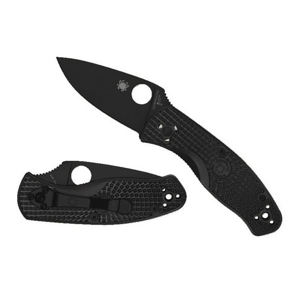 Spyderco C136PBBK Black Plain Edge Clip Point Stainless Steel Folding Knife