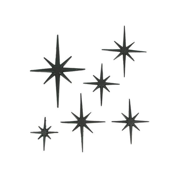 Zeckos Black Cast Iron 8 Pointed Starburst Wall Hangings Set of 6