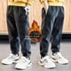 thumbnail image 2 of Pantalones vaqueros con forro de lana para hombre, pantalones de otoño e invierno para niños, pantalones holgados para niños grandes, 2 of 5