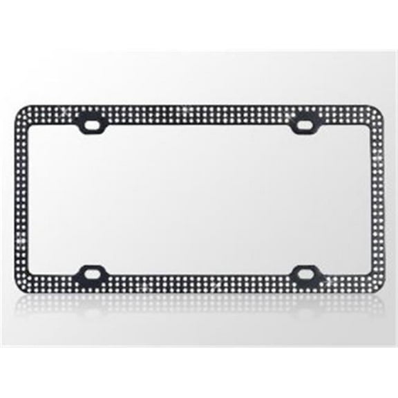 Triple Row Black Diamonds License Plate Frame