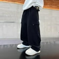 thumbnail image 4 of Ruyang Boys Baggy Cargo Sweatpants Y2K Elastic High Waisted Wide Leg Joggers Fall Winter Cotton School Athletic Pants Winter Clothes, 4 of 7