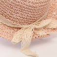 thumbnail image 4 of Lispipm Baby Girl Straw Hat Bowknot Outdoor Beach Sun Hats Infant Toddler Girls Vacation Ruffle Caps with Lace Starp Pink 6-24 Months, 4 of 5