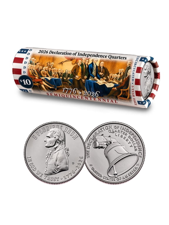 Collectible 2026-D Declaration of Independence Quarter • DOI Limited Edition Coin Roll • Brilliant Uncirculated • America's 250th 1776-2026