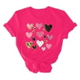 thumbnail image 6 of Njagoc3 Womens Pink Heart-Print Womens Short Sleeve T-Shirt - Graphic, Multi-Color, Casual & Valentine's, 6 of 6