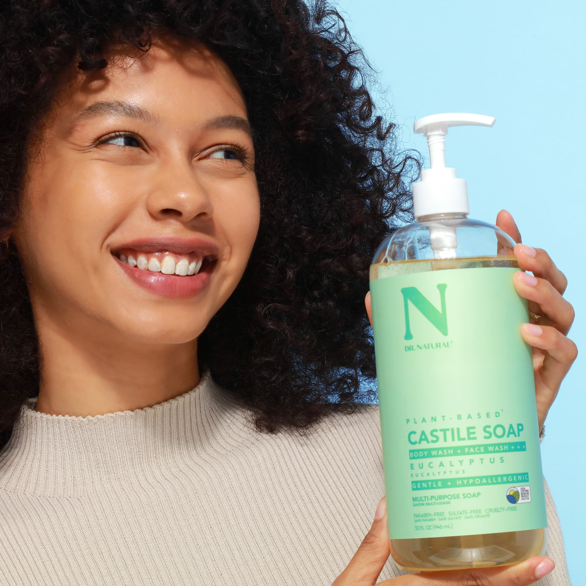 Dr. Natural Pure Castile Liquid Soap, Eucalyptus, 32 oz. with Pump