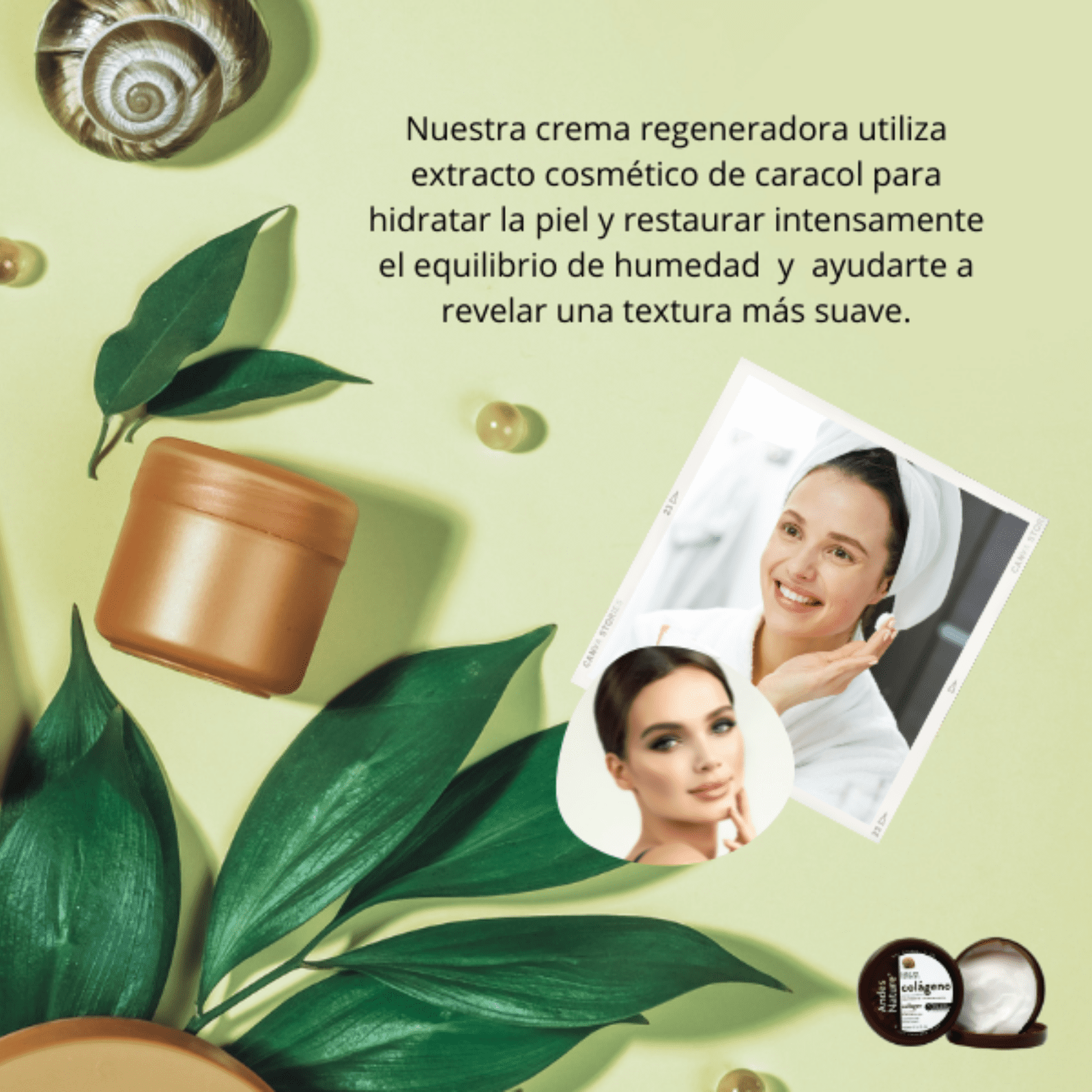 (2 pack) Andes Nature Caracol Cosmetic Snail Extract Cream, Facial Moisturizer, All Skin Types, 5.1 fl oz