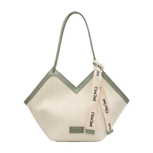 Bolso de mano de cuero para mujer, elegante y espacioso, con interior bajo el brazo y cremallera. Verde