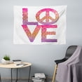 thumbnail image 1 of Love Tapestry, Letters Halftone Dots Colorful Arrangement with Peace Symbol on Plain Backdrop, Fabric Wall Hanging Decor for Bedroom Living Room Dorm, 5 Sizes, White Multicolor, by Ambesonne, 1 of 1