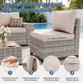 thumbnail image 4 of 6-Piece Outdoor Patio Furniture Set, PE Wicker Rattan Sectional Sofa Conversation Set with Tempered Glass Table & Thick Cushions - All-Weather Garden, Backyard Furniture,Beige, 4 of 11