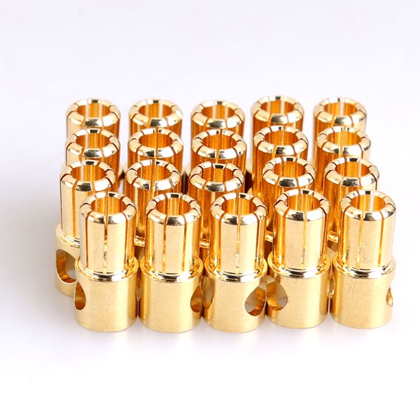 Conector Enchufable 20 pares de conectores tipo banana tipo bala de 6 mm para batería RC chapados en oro Sywqhk libre de BPA