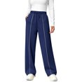 thumbnail image 3 of UVN Sweatpants for Women Casual Wide Leg Baggy Pants Straight Long Trousers High Waist Drawstring Workout Pants with Pockets, 3 of 12
