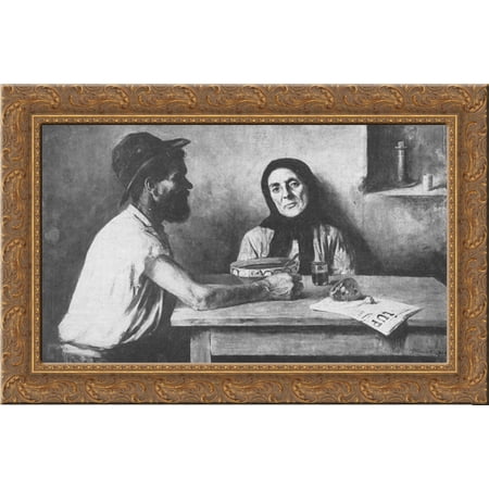 Two Workers on Strike 24x18 Gold Ornate Wood Framed Canvas Art by Nicolae Vermont