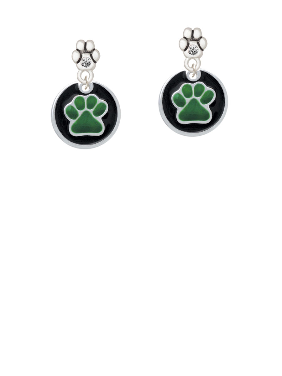 Forslag bølge køleskab 3/4'' Green Paw in Black Circle - Clear Crystal Paw Earrings - Walmart.com