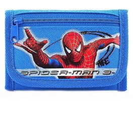 Marvel Spider-Man Kids' Tri-Fold Wallet - Blue Canvas Coin Purse For Boys & Girls