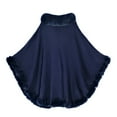 thumbnail image 3 of Women's Shawl Faux Fur Trim Cardigan Cloak Shawl Wraps Winter Poncho Oversized Cape Navy One Size, 3 of 3