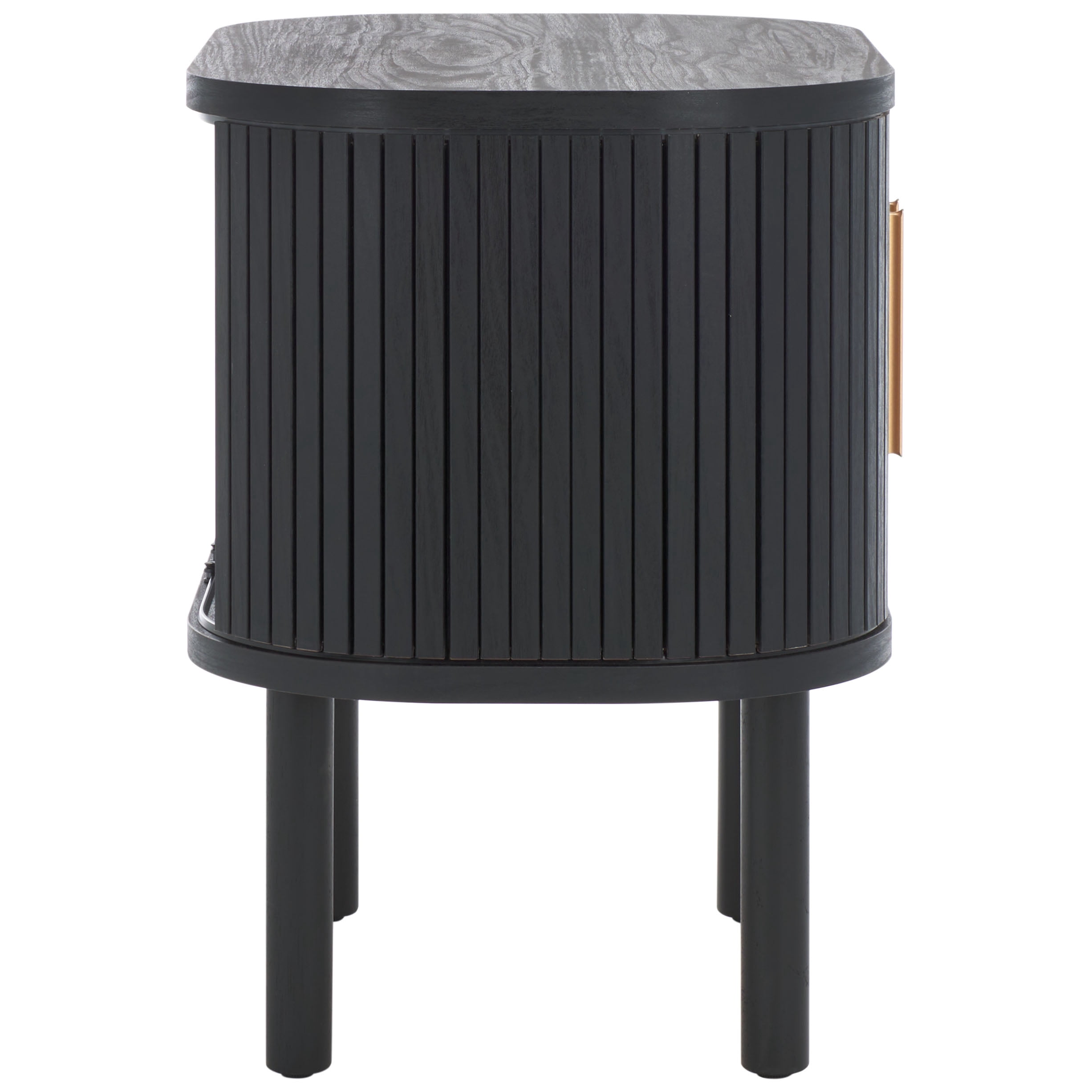 SAFAVIEH Tealla Contemporary Tambour Door Nightstand,Black/Gold