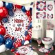 thumbnail image 1 of Independence Day Bathroom Dry Wet Separation Four Piece Set Shower Curtain+Toilet Seat Cushion+Floor Cushion+U Shaped Cushion, 1 of 6
