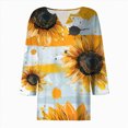 thumbnail image 4 of Towmus Womens 3/4 Length Sleeve Cotton Tops Summer Casual Short Sleeve Button V Neck Shirts Basic Loose Tunic Tops Blouse, 4 of 5
