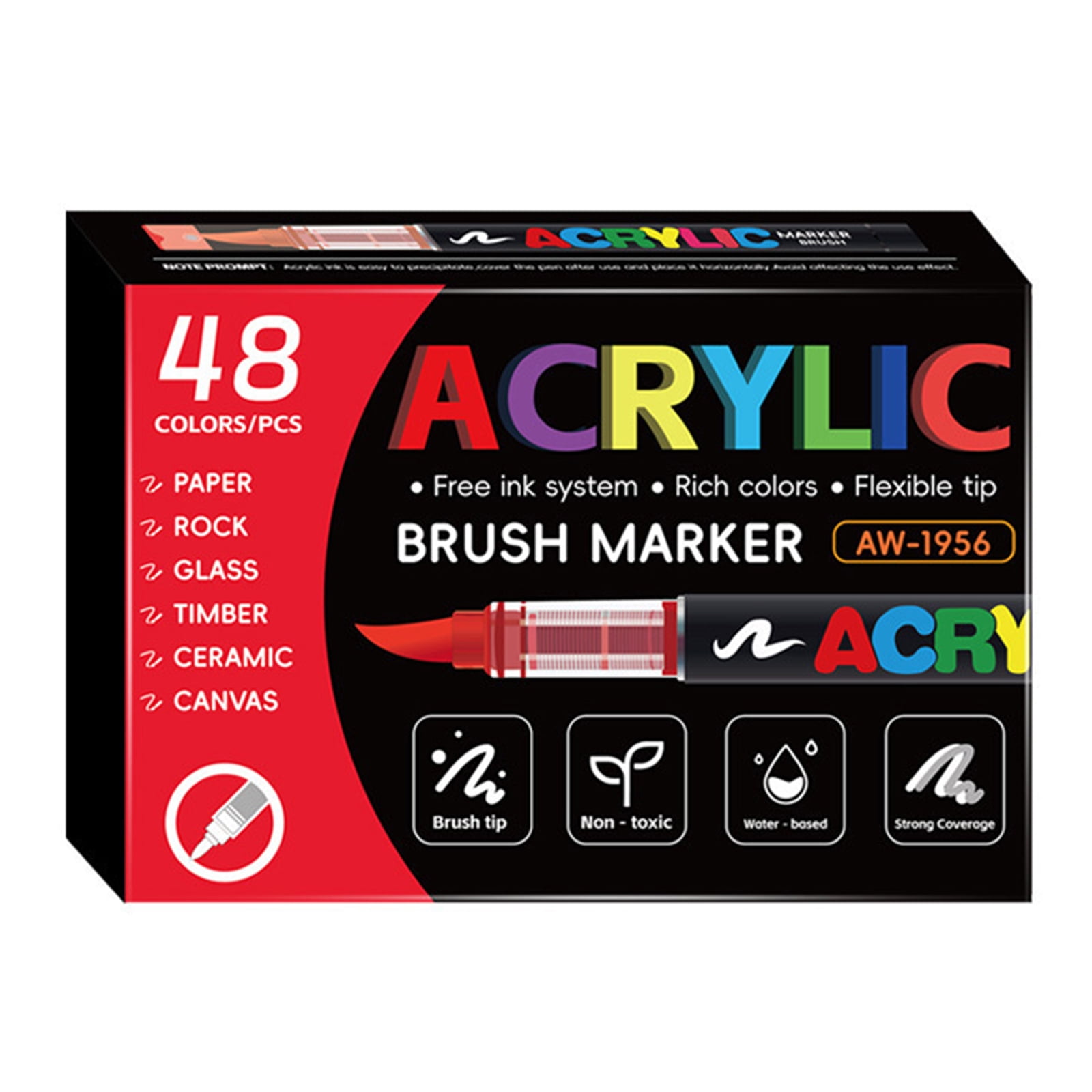 Liquid Acrylic Paint Marker Soft Brush Tip Acrylic Paint Pen for Card Making Drawing Coloring Scrapbooking Journaling