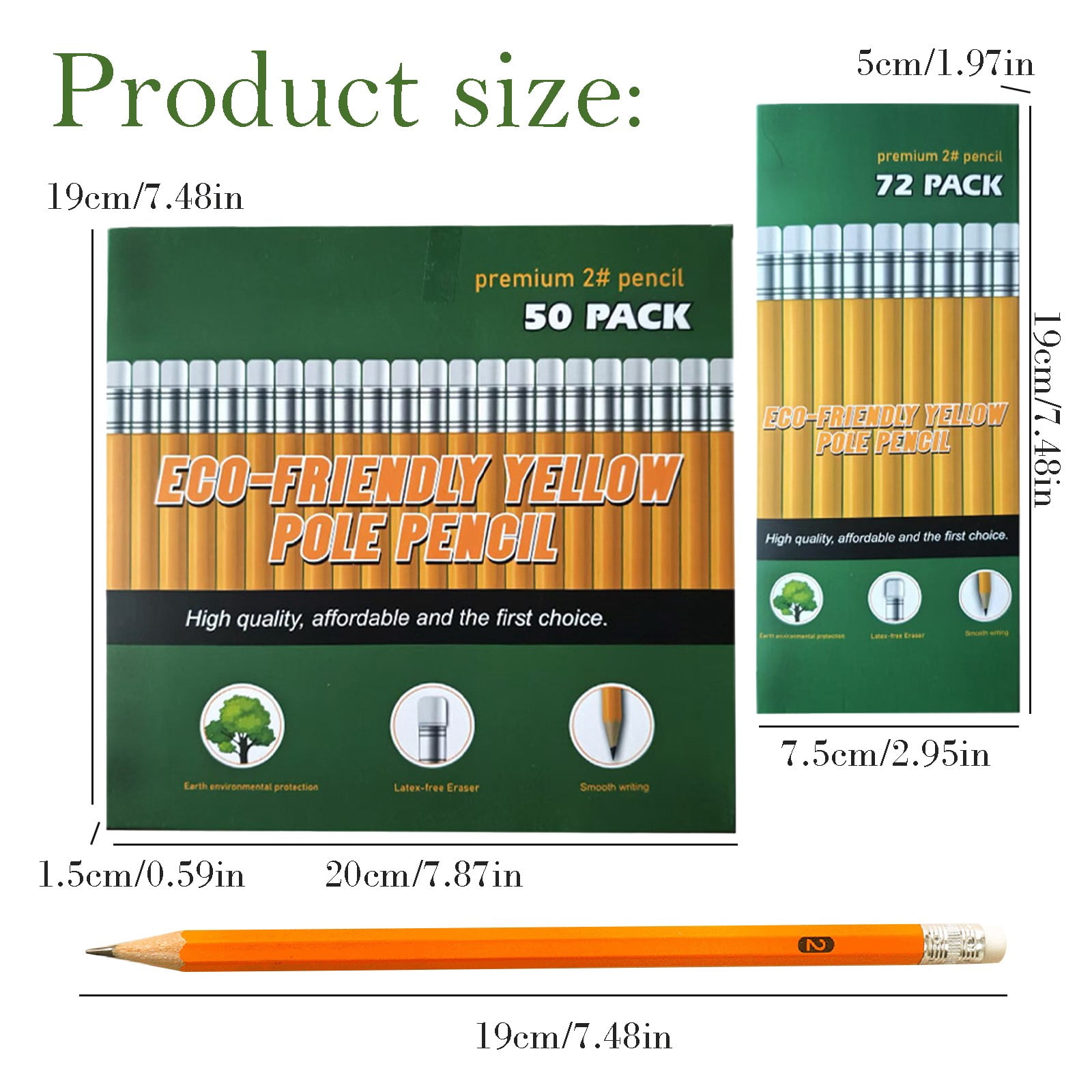 FXMLRLK 72Pcs Pre-sharpened Yellow Pencils with Erasers, Bulk Pack Graphite Pencils for Home Office Supplies, Writing, Drawing and Sketching