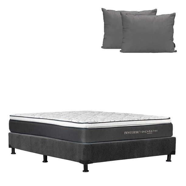 Colchón Matrimonial Trini Restonic + Box + Almohada 2Pack