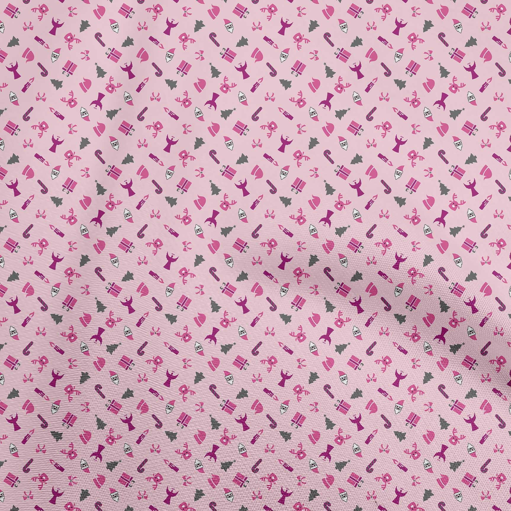 oneOone Rayon Light Pink Fabric Christmas Sewing Fabric By The Yard Printed Diy Clothing Sewing Supplies 56 Inch Wide