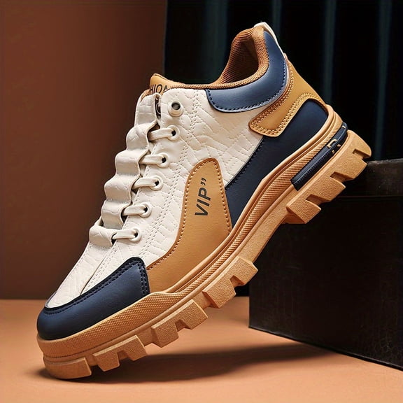 [Durable Slip-On] Men's Slip-On Sneakers - Soft PU Upper, Low-Top Design - All-Season Casual Outdoor Walking Shoes