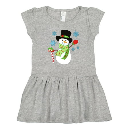 

Inktastic Christmas Snowman in Top Hat with Candy Cane Gift Toddler Girl Dress