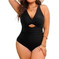 thumbnail image 1 of GFDYREE Women Plus Size One Piece Swimsuits V Neck Tummy Control Bathing Suits Front Cross Swimwear, 1 of 6