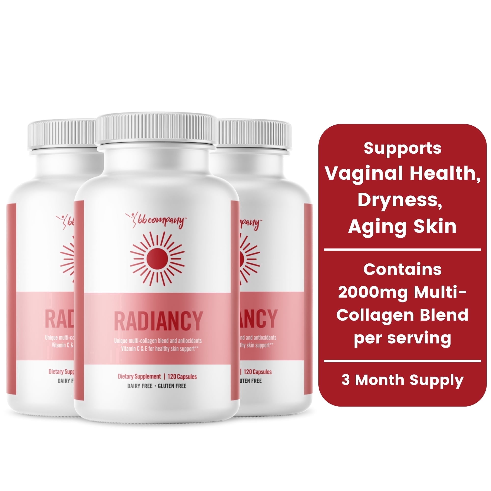 BB Company - Radiancy Vaginal Probiotics for Vaginal Health, Dryness, Women's Health, 120 Ct (3 pack)