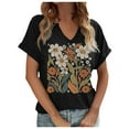 thumbnail image 1 of TSADFHJI Chemises pour Femmes Tendance 2024 Été T-Shirts pour Femmes Manches Courtes Chemises Imprimées Décontractées Boutonnées Col Rond Blouses de Travail Tops m Noir, 1 of 3