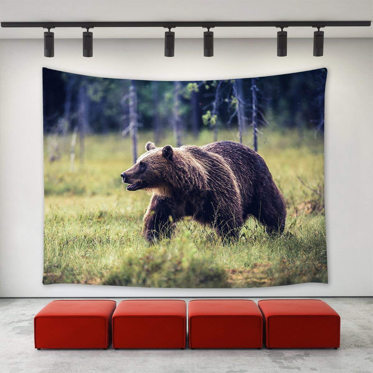 CADecor Brown Bear Tapestry, Wildlife Animal Brown Bear in Grass Print ...