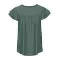 thumbnail image 5 of Moxiu Baby Doll Tops for Women 2025,Womens Summer Tops Crewneck Eyelet Ruffle Sleeve Blouses Elegant Dressy Casual Babydoll Shirts Green,XL, 5 of 7